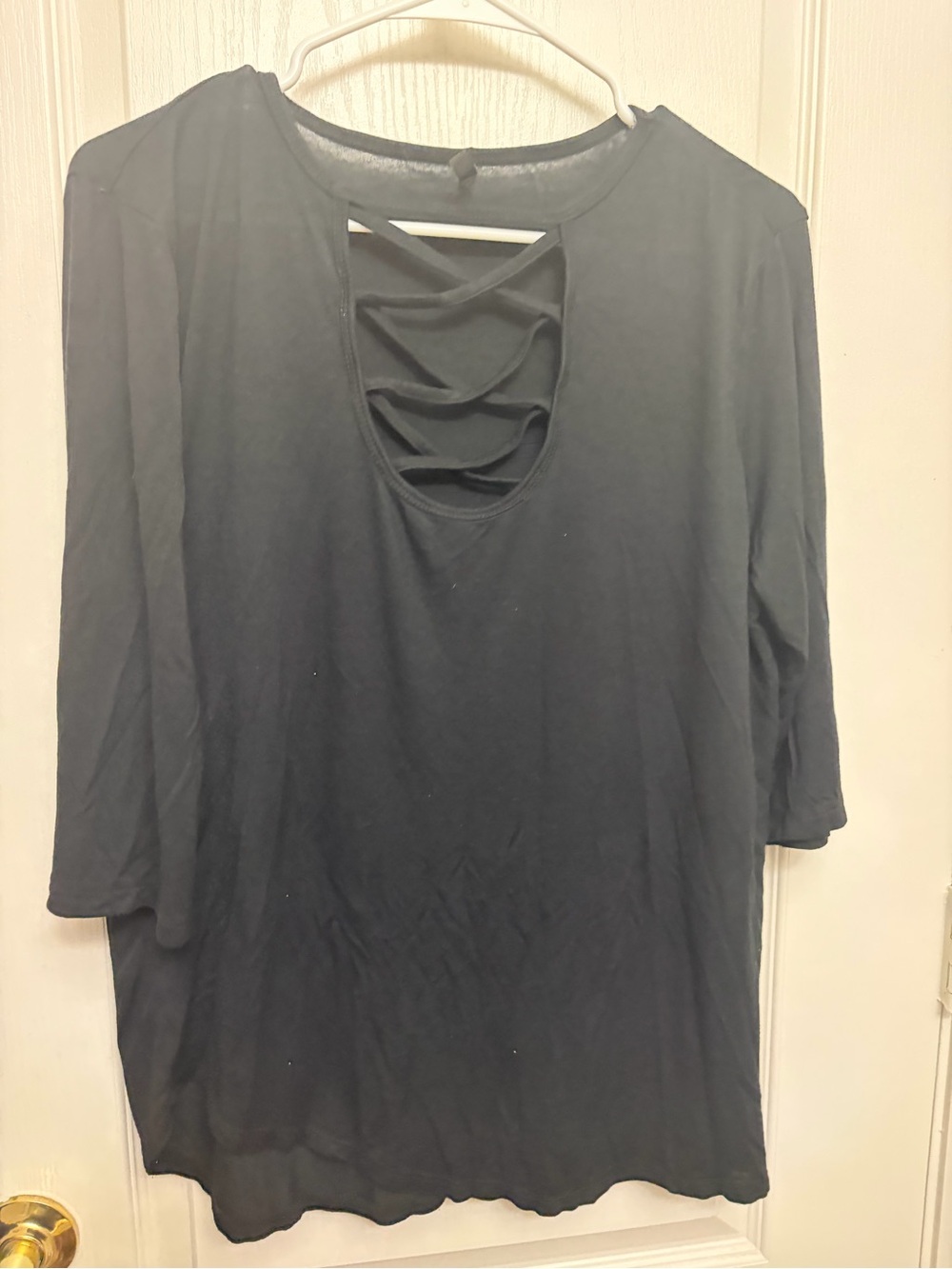 Ash Black Crisscross Front Long Sleeve Tee